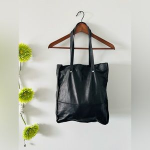 Zara Black Leather Tote Bag